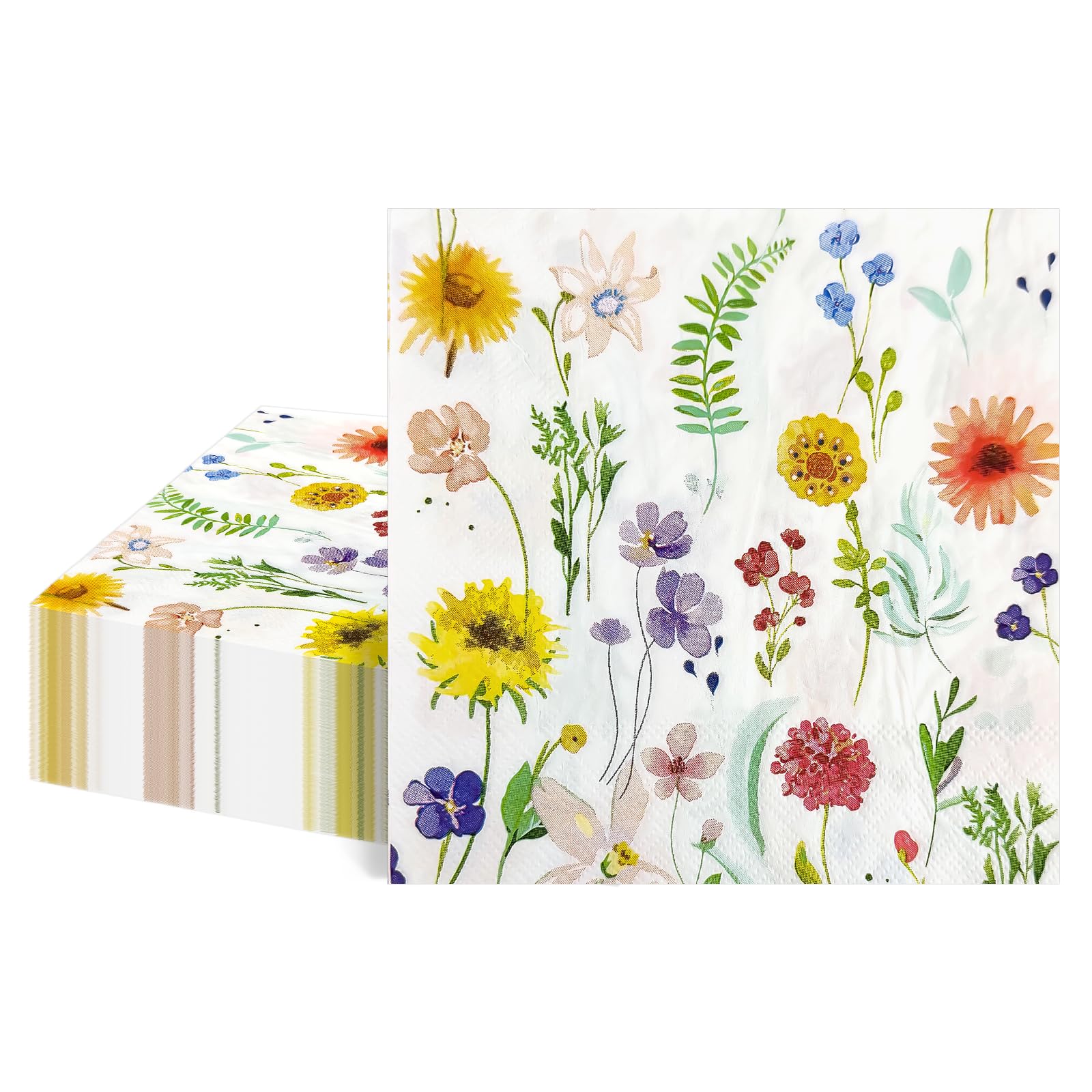 Flintronic 40 PCS Soft Paper Floral Napkins, 2ply 33cm, Colorful Flower Patterned Serviettes Tissue - Image 8