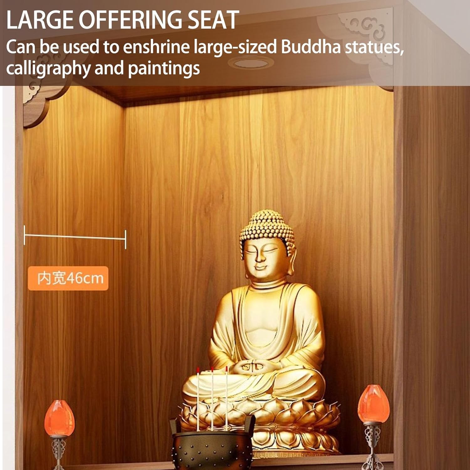Bamboo Large Shrine Altar Table with Storage, Personal Cabinet Pedestal Offering Table,Meditation Altar Cabinet,Chinese Buddha Niche Tables for Family(90x48x198cm/35.4x18.8x77.9in)
