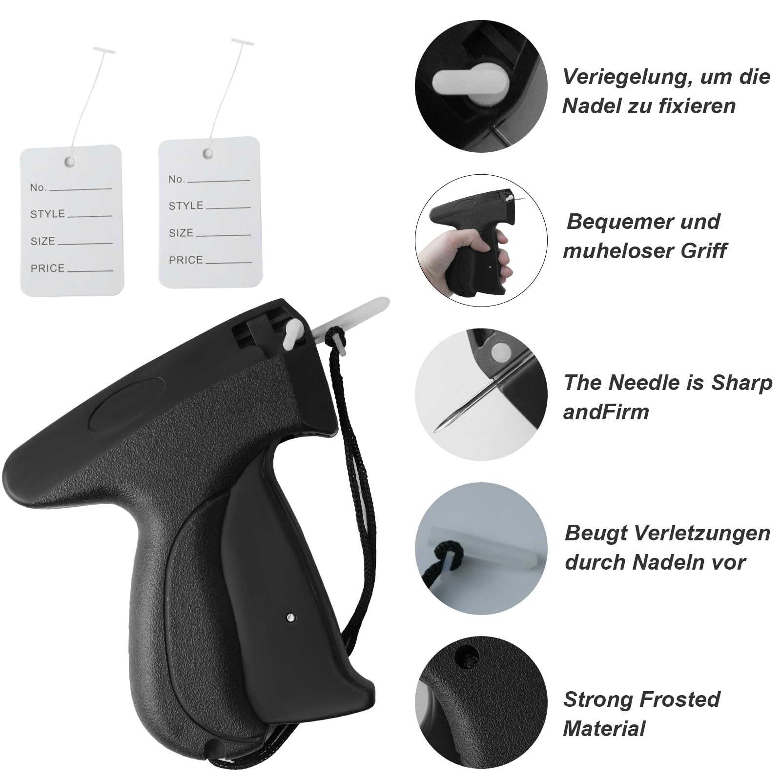 Etiqueteuse, Pistolet Etiquette Textile, Etiqueteuse Prix 5000 Fils Paddle (Blanc,1cm/4cm) + 5 Aiguilles de Rechange + 500 Étiquette de Prix pour Etiquettes de Marque de Vêtement
