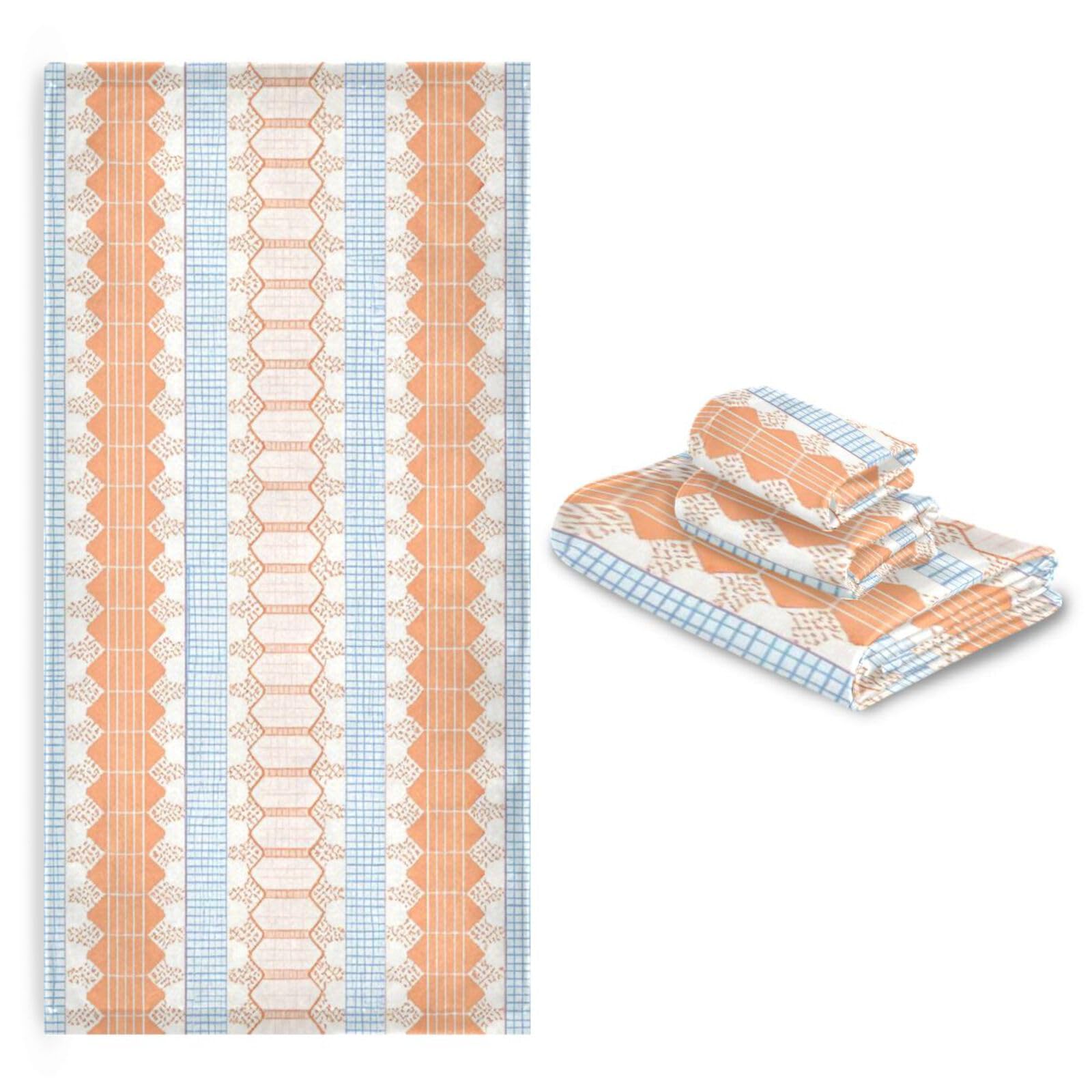 Arancione Carino Pizzo Strisce Doccia Asciugamani Viso Set 3 Pezzi, 1 Asciugamano da Bagno 1 Asciugamano 1 Panno per il corpo viso Bagno