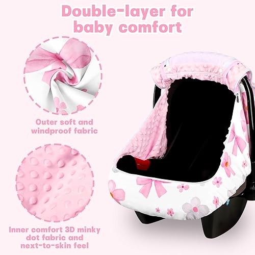 Miniatura 3 de Hooyax Funda de asiento de automóvil para bebé con doble cremallera, toldo de malla extra grande para asiento de automóvil, protección contra todas