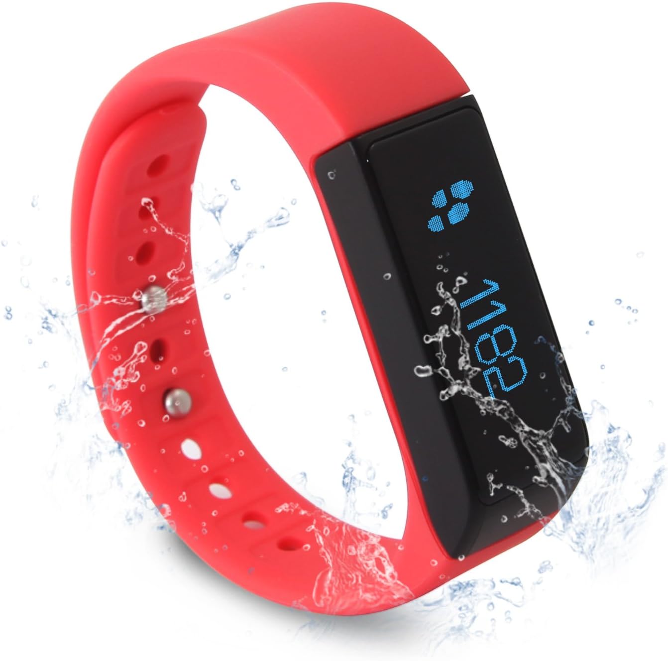 Huizhisen HZS Bluetooth Smart Watch Universal, Waterproof Smart Sports Wrist Watch Bluetooth 4.0 Wireless Fitness Pedometer Tracker Bluetooth Sports Bracelet For iOS and Android Smart Phones (Red)
