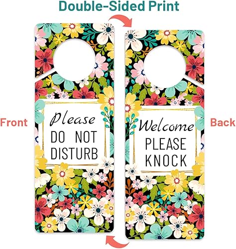 Miniatura 2 de Letrero de PVC con texto en inglés «Do Not Disturb Door Hang», «Welcome Please Knock» para oficina en casa, reuniones y clases en línea, de doble