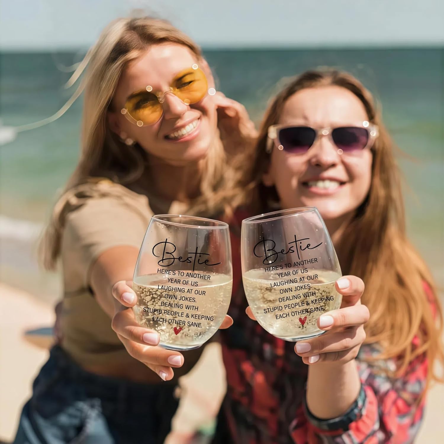 Friends Wine Glass Gifts for Women 15Oz Funny Bestie Cup Here's to Another Year of Us Laughing at Our Own Jokes Glass Birthday Gifts Women Day Gifts for Friends Bestie - Image 5