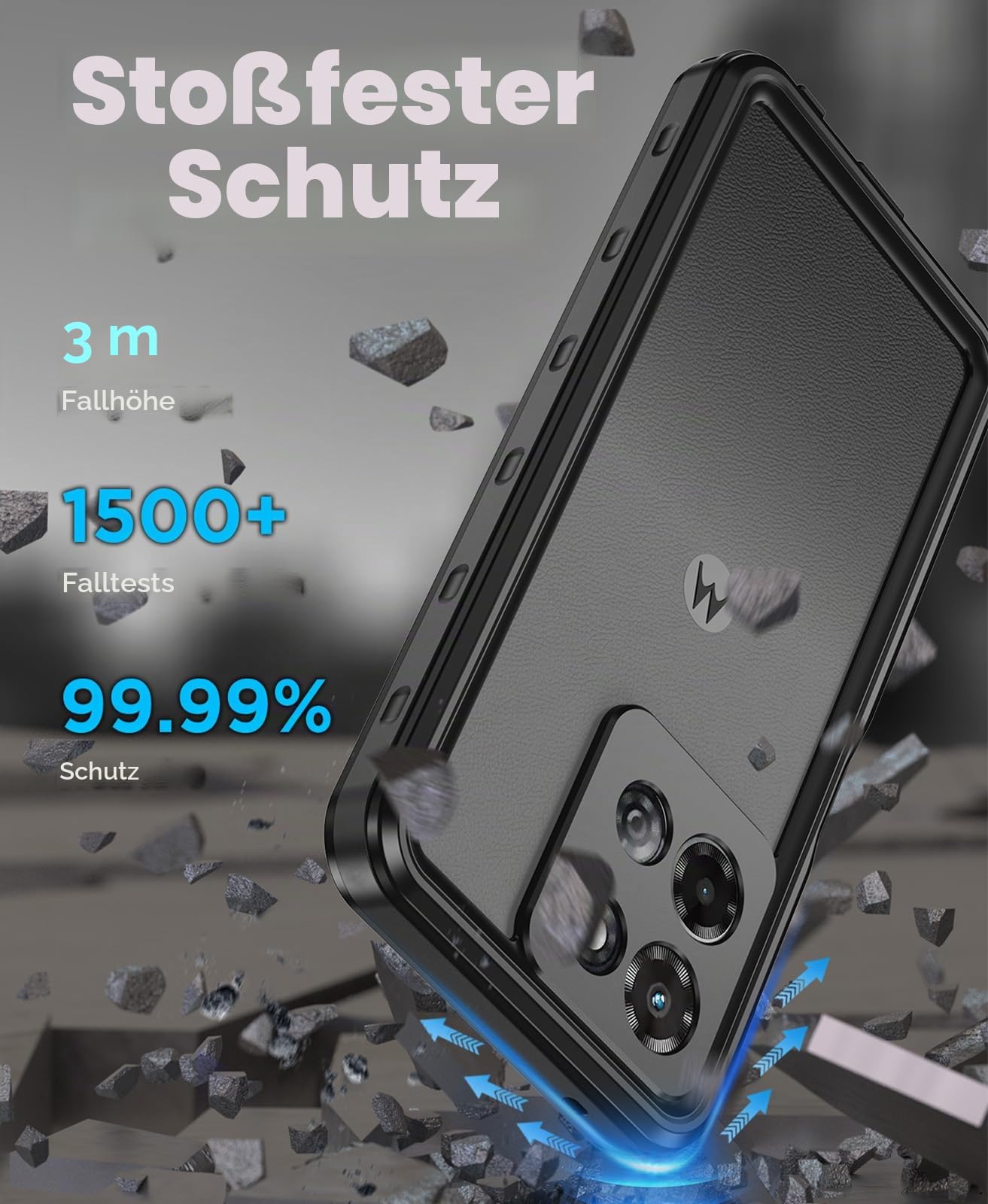 Beeasy für Motorola Moto G 5G 2025 Hülle, IP68 Wasserdicht Handyhülle Outdoor 360 Grad Schutzhülle, Stoßfest Staubdicht Wasserfest Panzerhülle Case mit Displayschutz, Schwarz