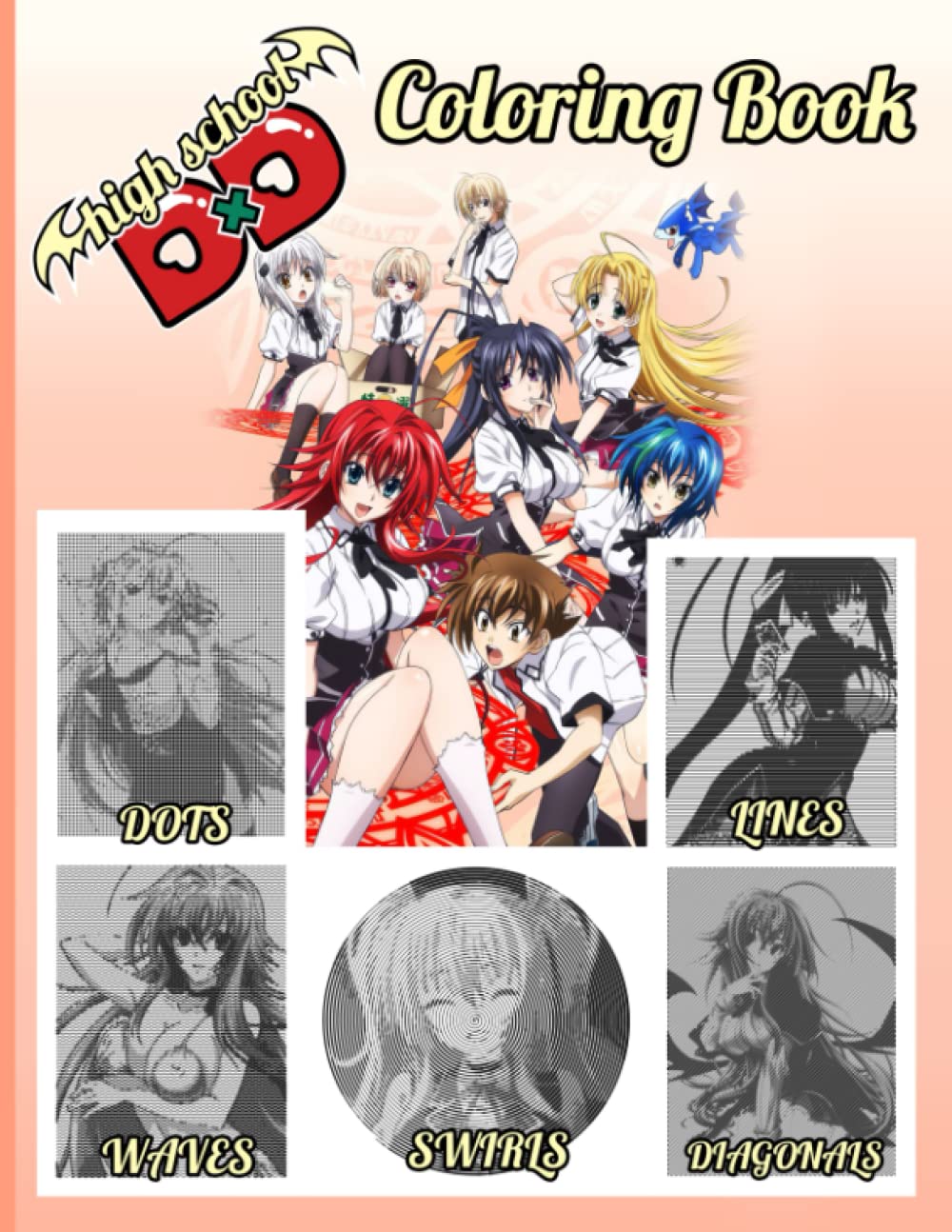 Highschool Dots Lines Waves Swirls Diagonals Coloring Book: A Collection High-quality Dxd Graphic Unique Books For Adults, Boys, Girls