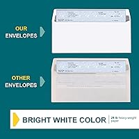 Vista 5 de EnDoc Sobres de doble ventana #8 autosellables, sobres de cheques de seguridad, 50 unidades, 8 5/8 x 3 9/16 pulgadas, diseñados para cheques