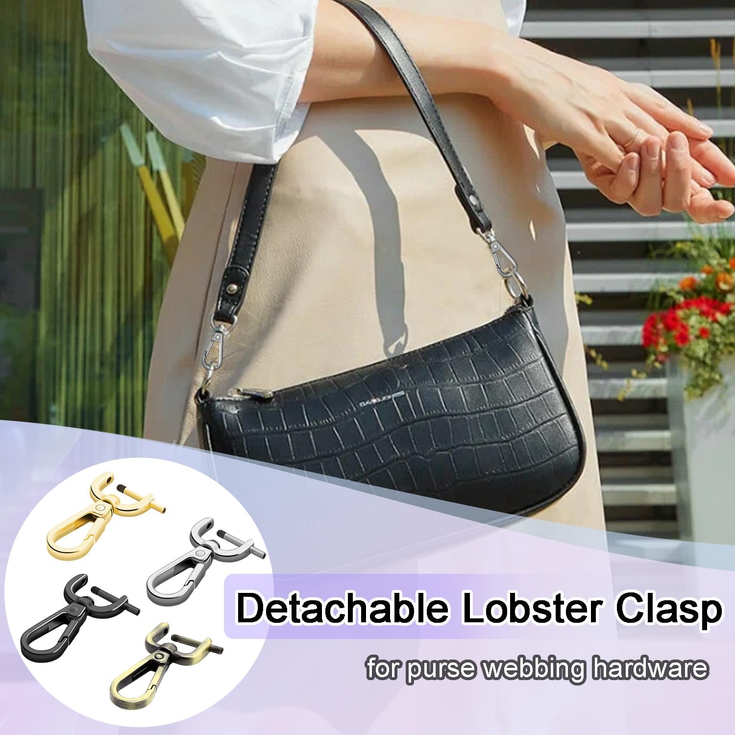 CooBigo Metal Purse Clips, Detachable Swivel Lobster Claw Clasps Small Keychain Clip for Paracord Lanyard, Purse Strap - Image 3