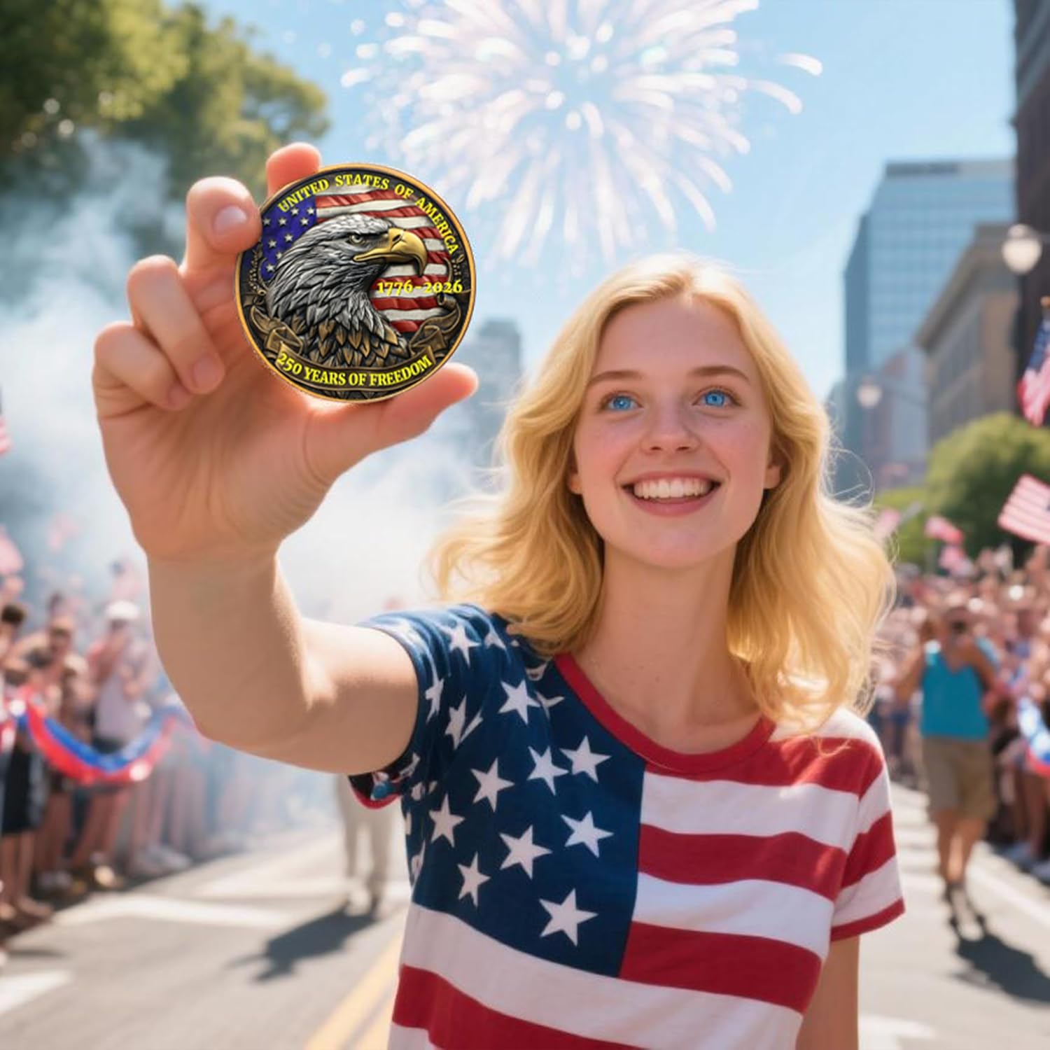 USA 250th Anniversary Commemorative Coin - American Eagle & Patriotic Symbols Collectible - America 250 Merchandise for Celebration & Gifting (1776-2026) (250 Eagle) - Image 6