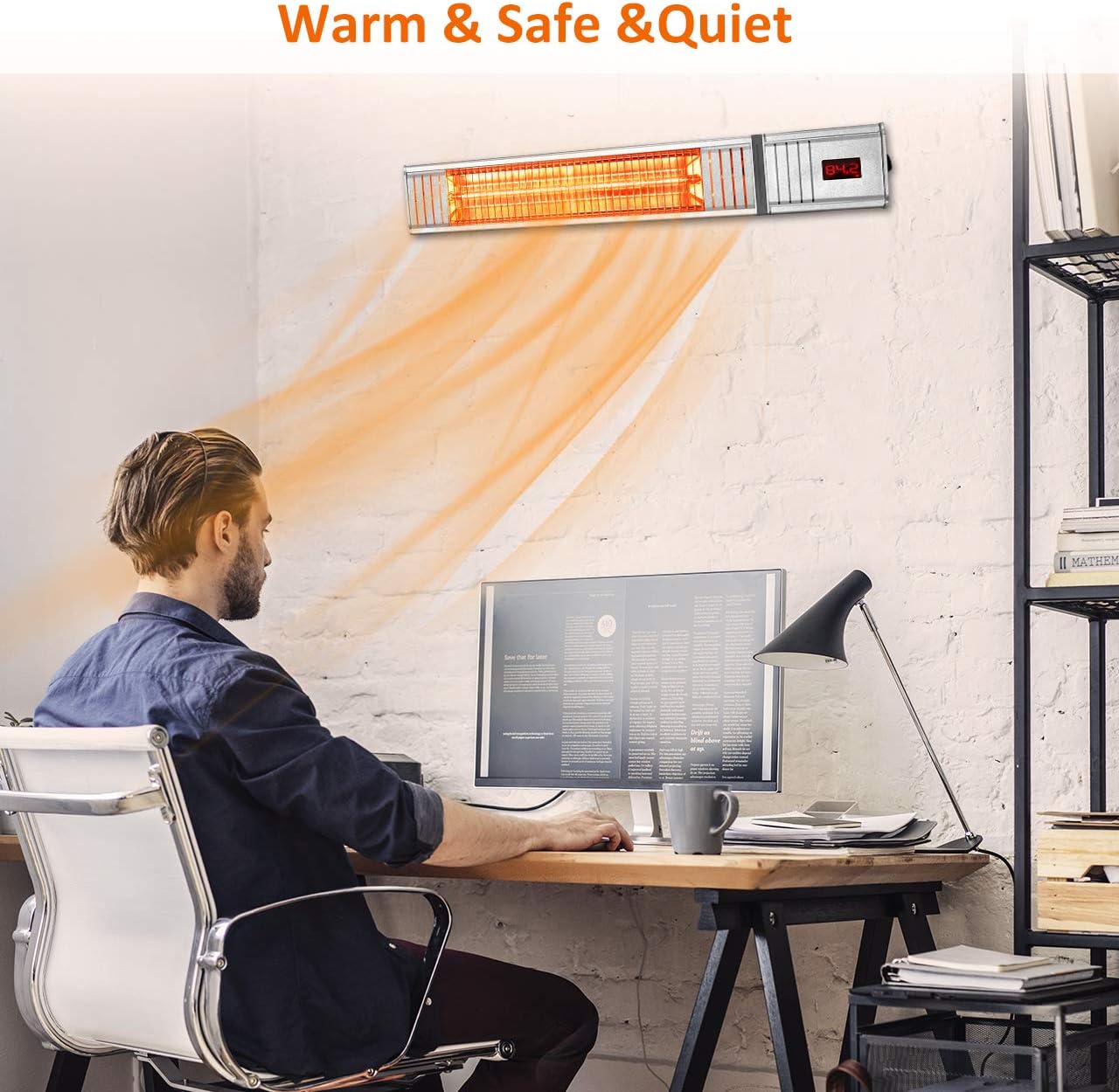Patio Heater - Outdoor Heater w/3s-Fast Heating & Remote Control, Electric Patio Heater w/24H Timer Auto Shut Off, Super Quiet Wall-Mounted Space Heater for Large Room, Garage, Backyard, Office, 1500W