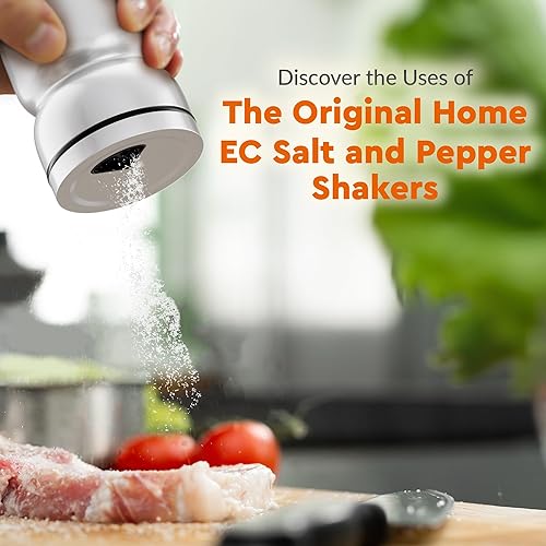 Miniatura 6 de HOME EC Juego de saleros y pimenteros originales con agujeros de vertido ajustables, salero y pimentero de vidrio y acero inoxidable, dispensador