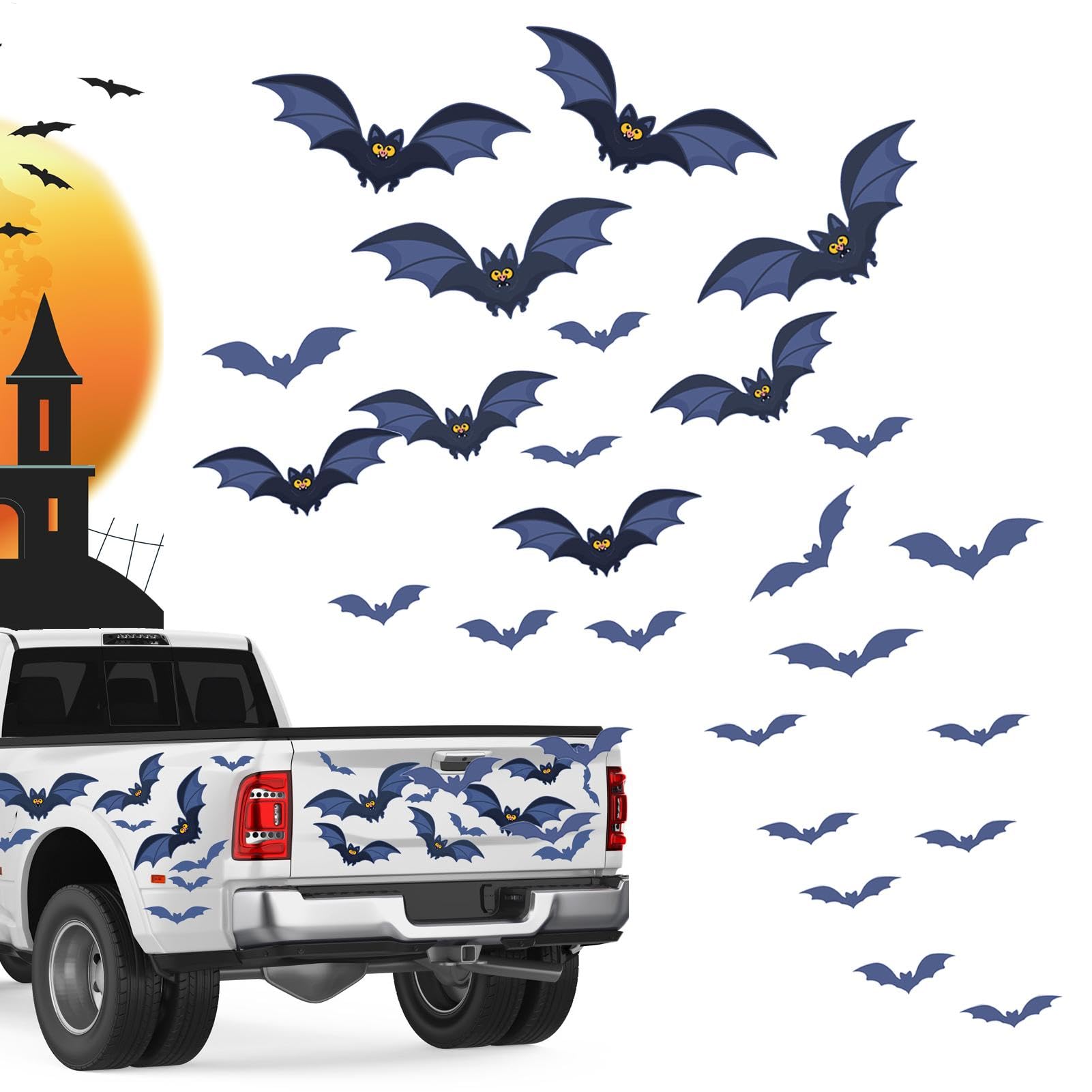 Chauves-souris d'Halloween : lot de 28 autocollants en PVC pour décorer vos fenêtres et murs