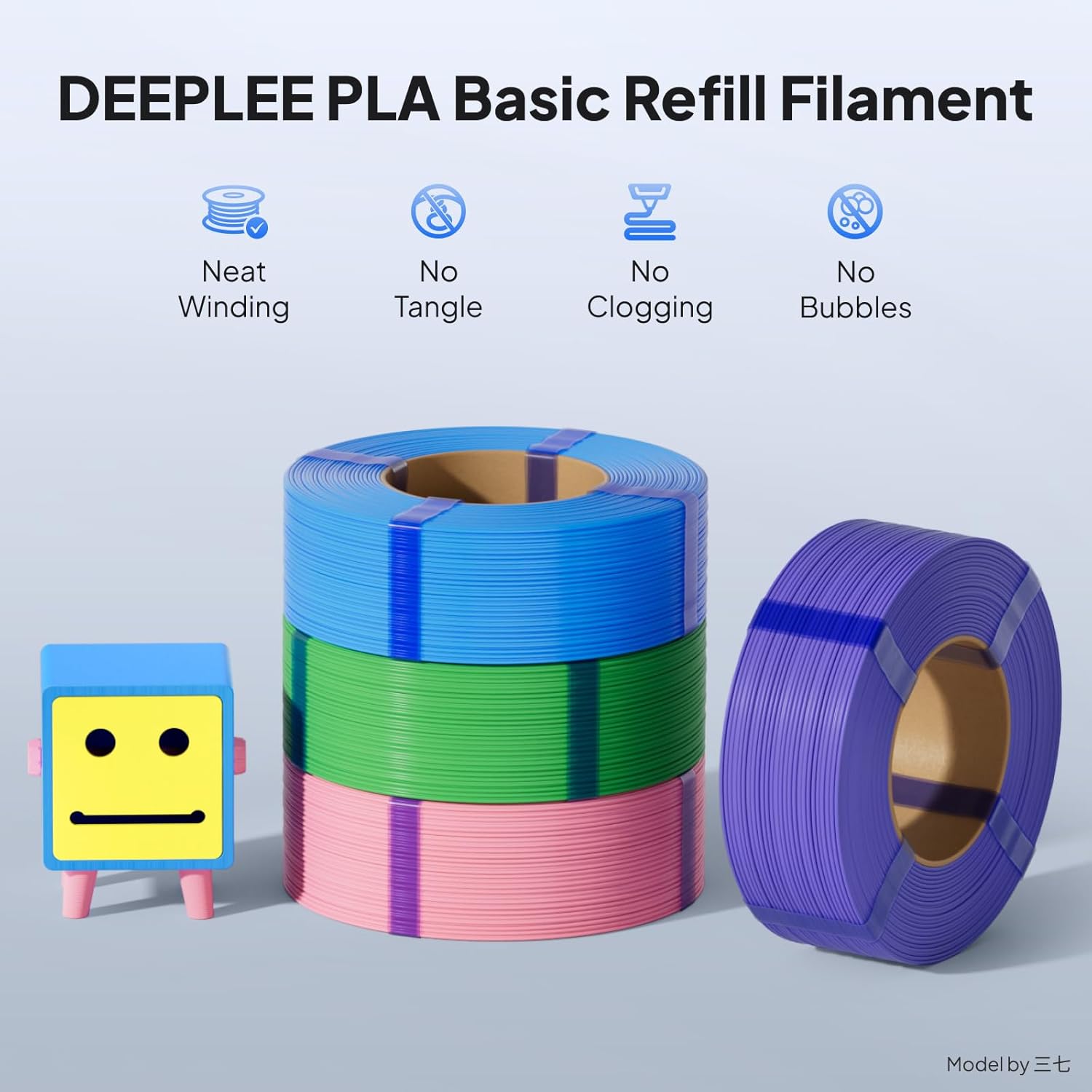 DEEPLEE PLA Basic Refill Filament 1.75mm, No Spool 3D Printer Filament, Dimensional Accuracy +/- 0.02mm, Fits for Most FDM 3D Printers, 4KG Brown/Beige