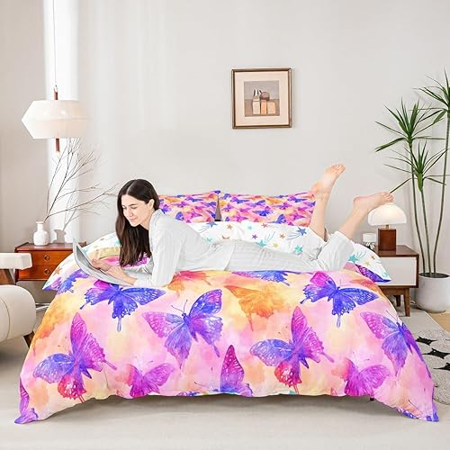 Miniatura 23 de Castle Fairy Juego de funda de edredón con estampado floral de margaritas, tamaño individual, juego de ropa de cama de flores hippie para decoración