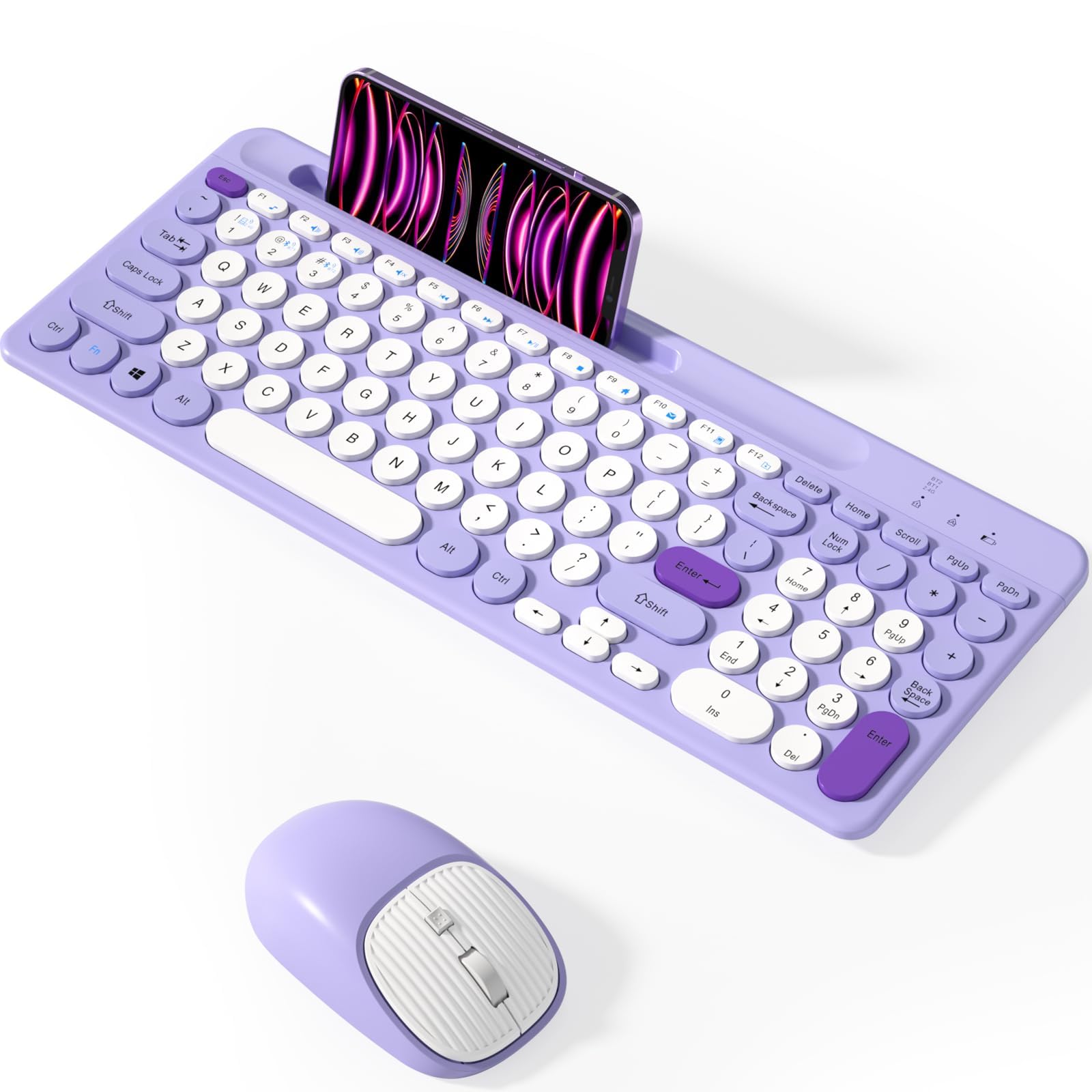 Photo 1 of **UNTESTED**
Bluetooth Keyboard and Mouse Wireless, Multi-Device Rechargeable Keyboard and Mouse Combo with Phone Holder (Bluetooth 5.0+3.0+2.4GHz) Quiet Ergonomic Compatible with Mac/Windows/iOS/Android