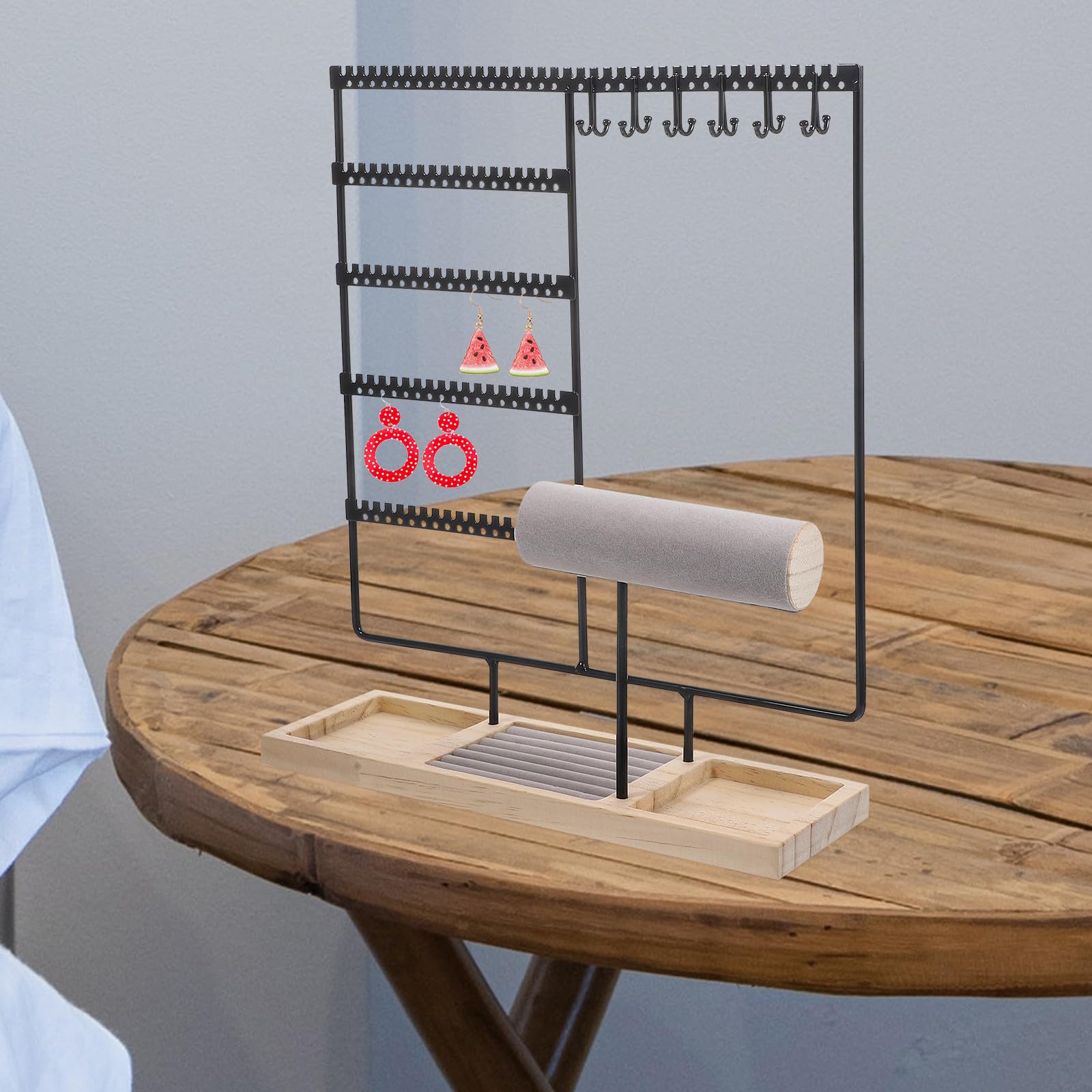 Espositore Gioielli con Base Organizer per Collane e Bracciali Supporto Stabile per Gioielli da Design Nero