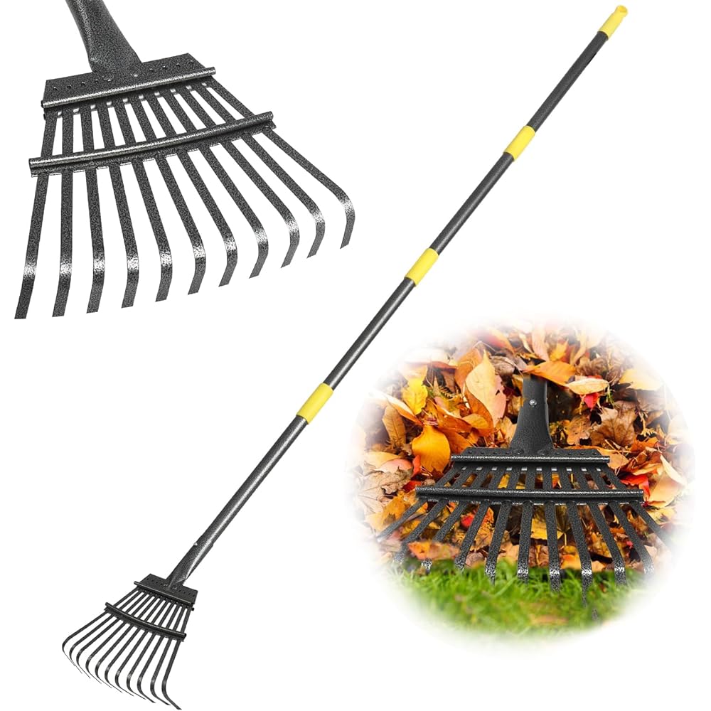 3/mo Finance Small Rake, Garden Rake for Leaves Heavy Duty, 70inch