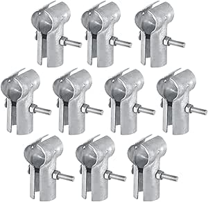 10 Pcs End Rail Clamps, Chain Link Fence Parts, T Pipe Clamp Tools, Galvanized Iron T Clamps, Fits 1-3/8" OD Pipes, Heavy-duty Pipe Connectors For Sturdy Fence Connection, Pipe Clamps