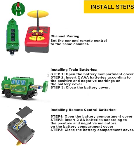 Miniatura 4 de Juguete de tren de locomotora a pilas para pistas de madera, vehículos de control remoto para niños pequeños, compatible con Thomas, Brio,
