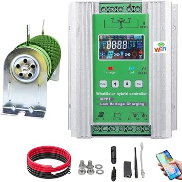 Wind Solar Hybrid Charge Controller, 12V24V48V Automatic Identification, Support Mobile APP, LCD Intelligent Display, MPPT Solar Charging,Wind500WSolar600W