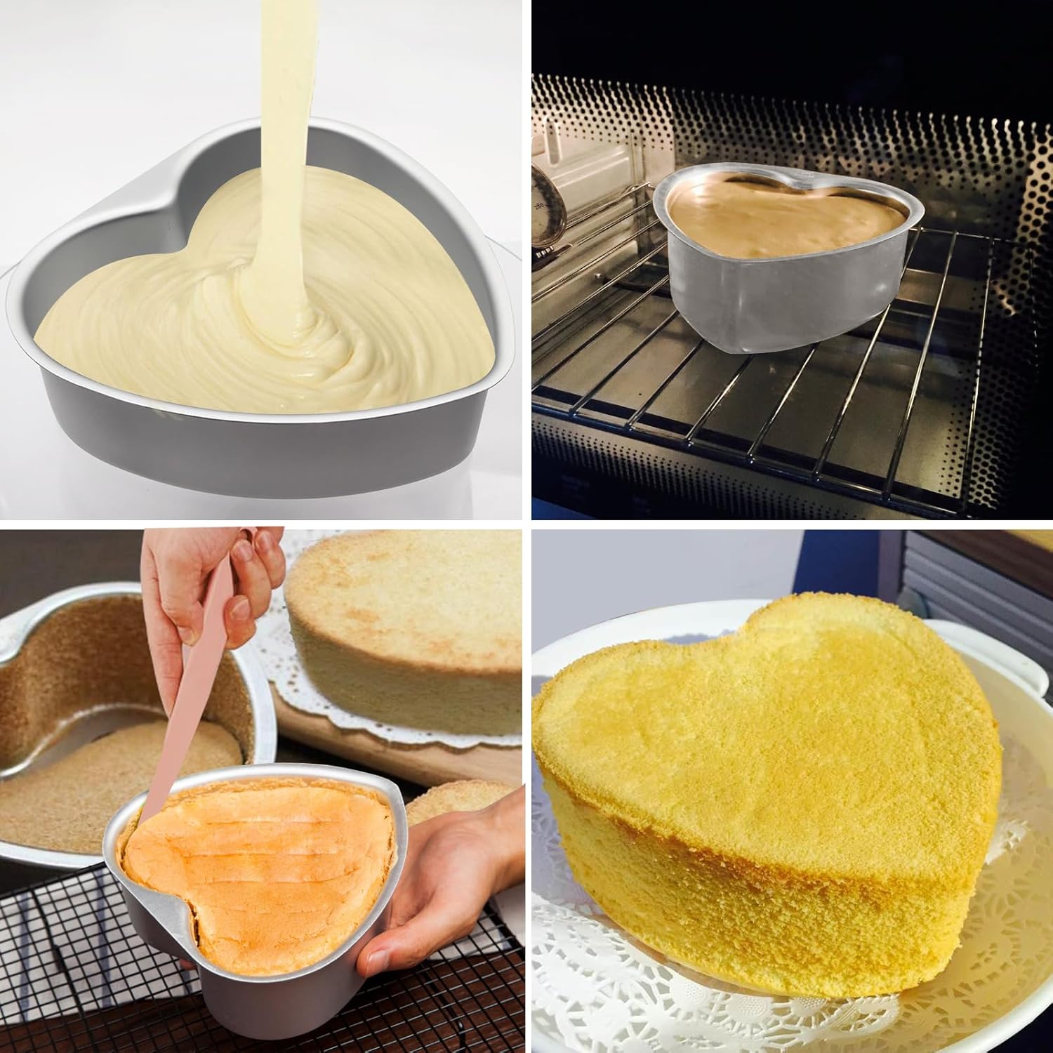 Aluminum Heart Shaped Cake Pans, 4 inch 6 inch 8 inch 10 inch Nonstick Baking Pan with Removable Bottom Cake Mold for Valentine's Day Wedding Birthday Anniversary, 4pcs - Image 5