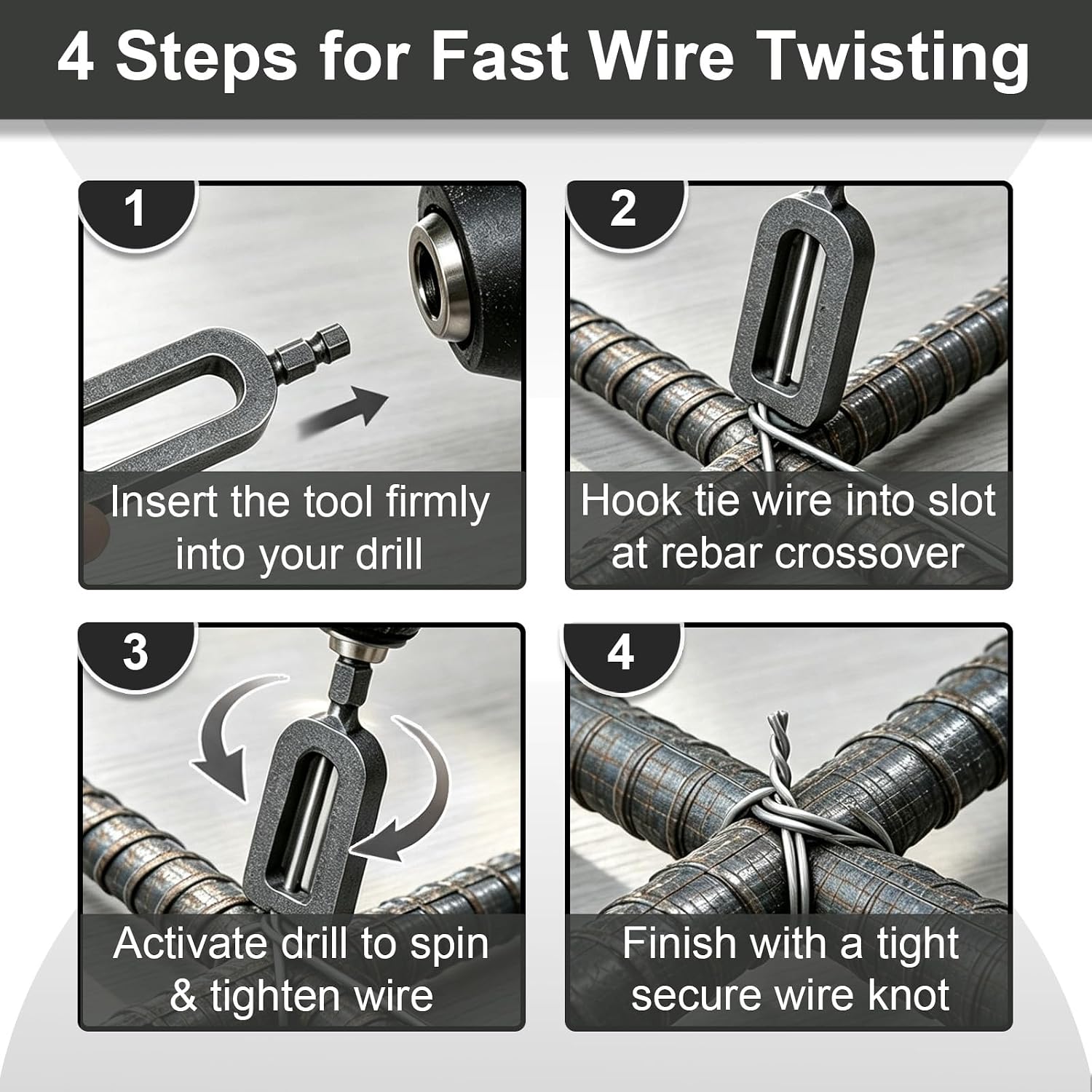 Wire Twister Tool for Drill, #9 + #11, 1/4" Hex Shank，4 pcs image 4