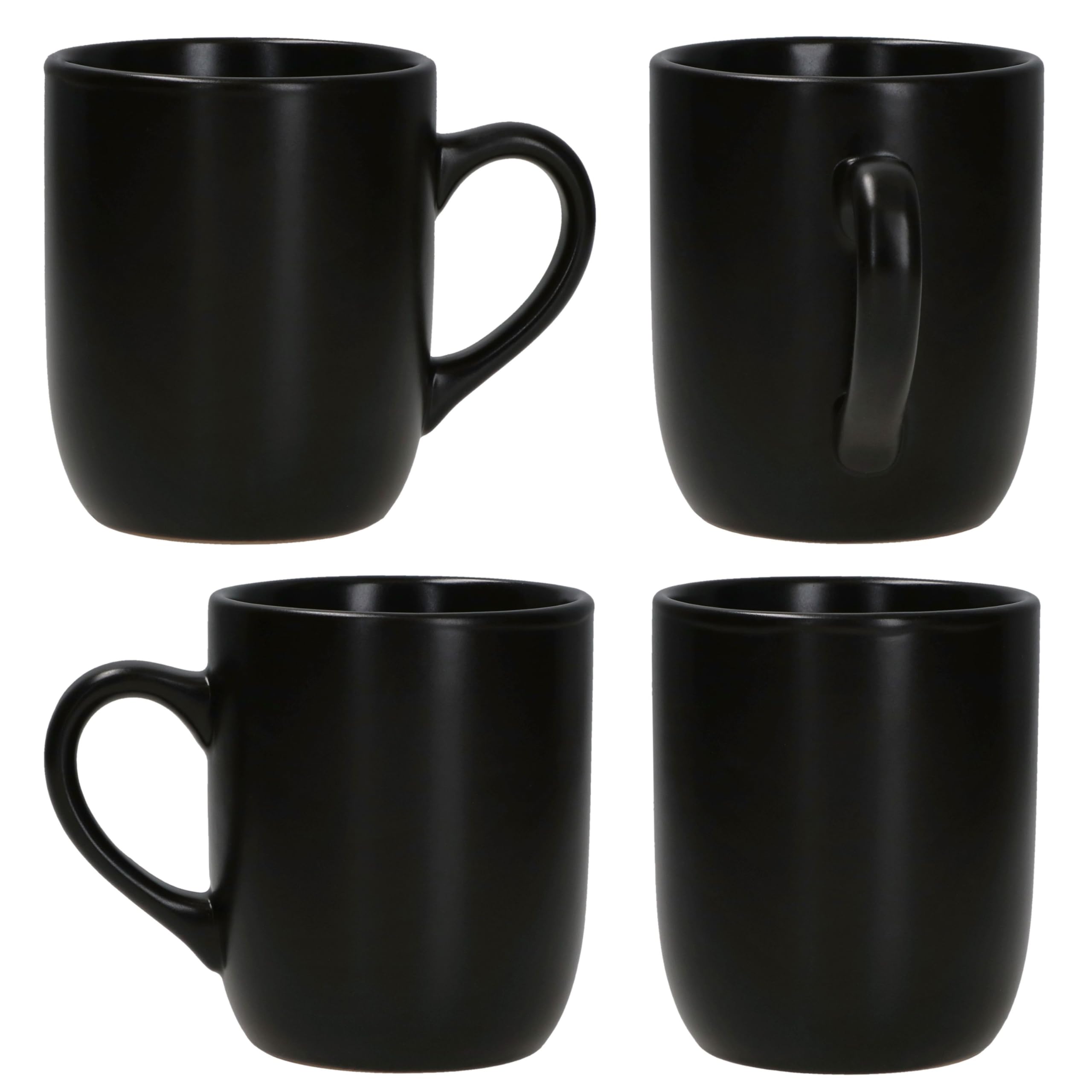 MamboCat Panther Service de petit-déjeuner 12 pièces noir I 6 petites assiettes et 6 tasses à café mates de 340 ml, hauteur 10,3 cm pour 6 personnes I Tasse, assiettes à gâteau I Vaisselle en faïence