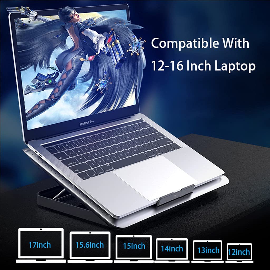 Gaming-Laptop-Kühler, leiser Ventilator, Metall-Kühlpads, Port, tragbar, verstellbar, Notebook-Ständer für 30,5 - 40,6 cm (