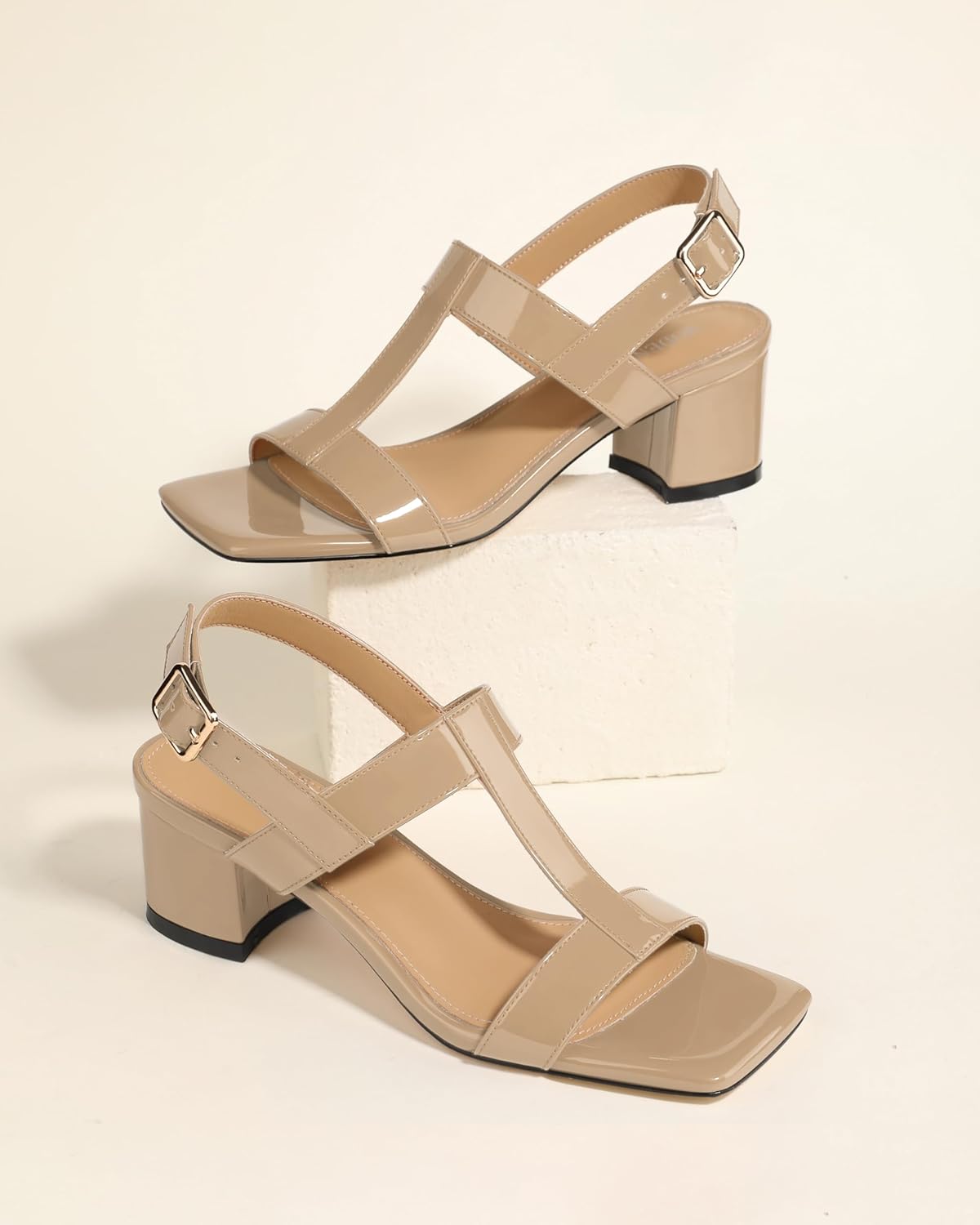 MODENCOCO Women's Strappy Heeled Sandals Chunky 2 Inch Slingback Square Open Toe Heels Comfortable Casual Summer Dress Shoes with Buckle - Image 6