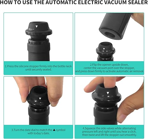 Miniatura 6 de CIRCLE JOY Abridor de botellas de vino eléctrico recargable, juego de regalo de vino 7 en 1 con bomba de vacío eléctrica, estación de carga,