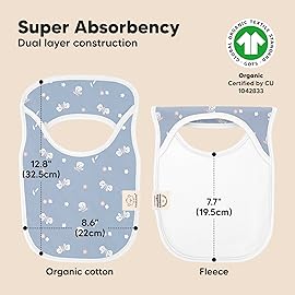 KeaBabies 8-Pack Baby Bibs for Boys, Girls - Pullover Bibs for Drooling Teething Baby Girl & Boy Toddler, Newborn, Soft & Absorbent, Cute Colors, Large Torso Coverage Keep Infant Clean & Dry (Fleur)