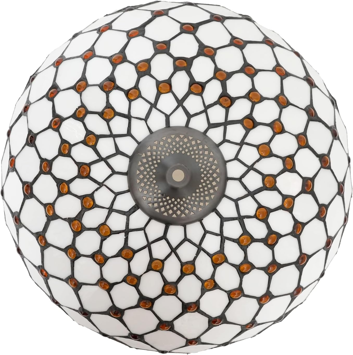 Tiffany Stained Glass Lamp Shade 16 Inch White Crossed Beads Ceiling Light Shade Dome Vintage Large Replacement Lampshade for Floor Lamps Table Lamp Pendant Light Home Office Deco