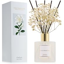 COCORR NA Reed Diffuser - Gardenia 6.7 fl oz Reed Diffuser Set with Stick & Preserved Baby Breath Reed Diffuser for Home Bathroom Shelf Decoration