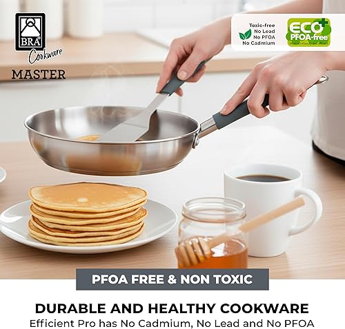 Miniatura 7 de BRA COOKWARE Master - Sartén profesional de 9.5 pulgadas, sartén de acero inoxidable, compatible con todas las estufas, sartén de inducción