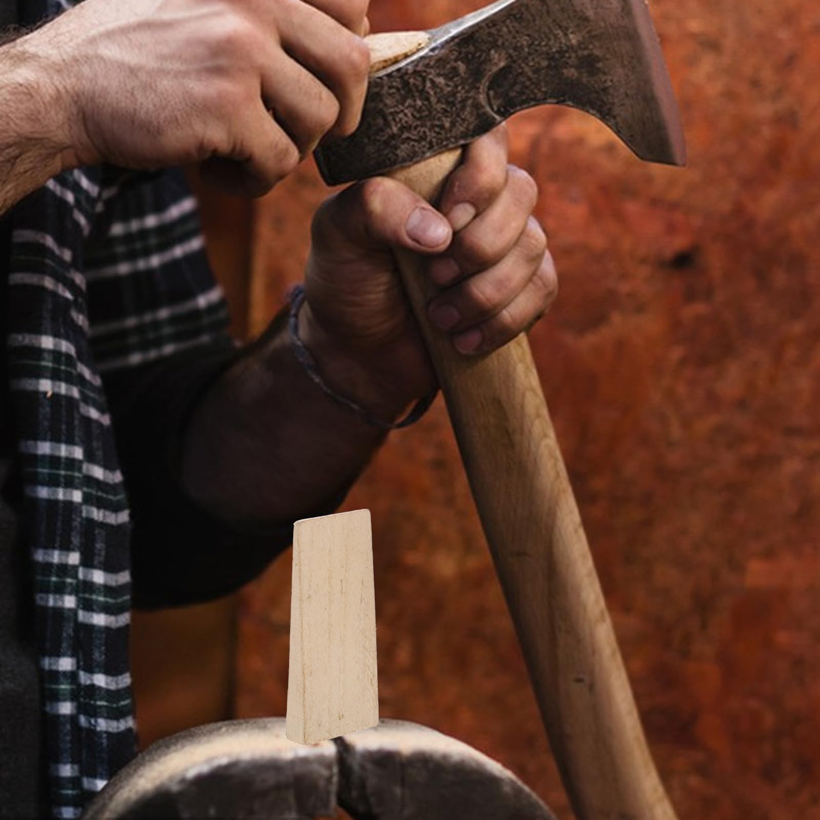 Coin de Fixation en Bois pour Manche de Hache et Houe, Cales Fines en Bois Jaune Lot de 10 Pièces, Accessoires pour Outils Agricoles, Cale de Poignée Sécurisée pour Entretien