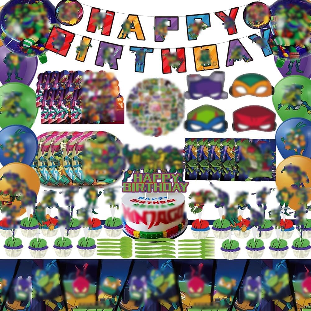 185 PCS Turtle Birthday Party Supplies, Complete Party