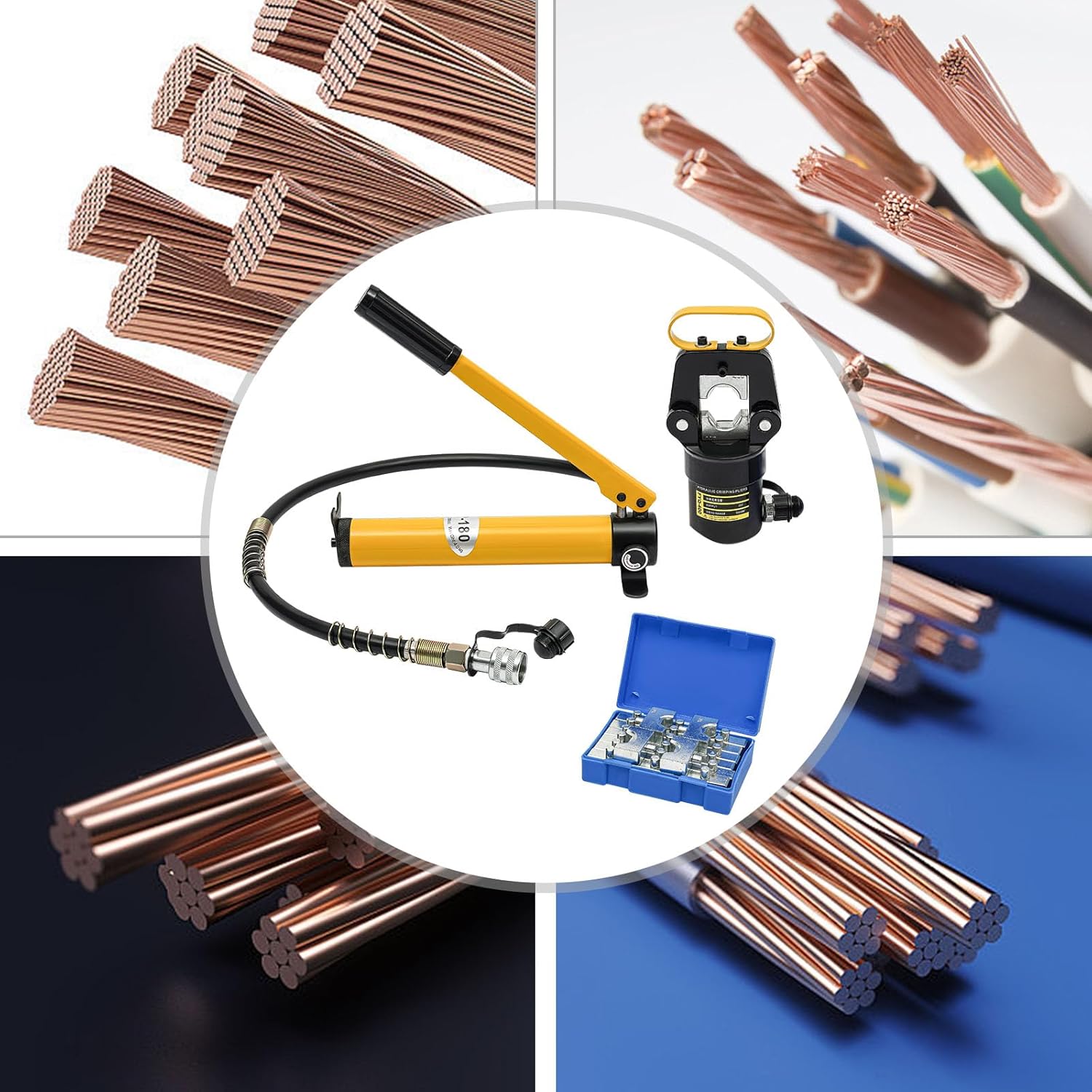 20 Ton Hydraulic Crimper Hydraulic Pressure Joint and CP-180 Pump with Crimping Mold Dies Cable Wire Hose Lug Terminal Crimper Crimping Tool