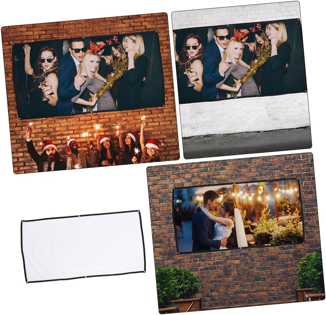 MERRYHAPY Folding Portable Polyester Projection Screen Outdoor Indoor Movie Curtain for Home Theater Business Presentations Easy to Install HD Display