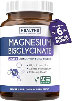 High Absorption Magnesium Bisglycinate Capsules - Clinically Validated Buffered and Chelated Magnesium Supplement - 1 Daily Vegan Capsule with Lab Verified Gentle 200mg Serving 6 Month Supply