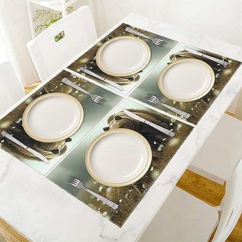 Miniatura 5 de Bear Sow Near Moraine Creek Katmais National Park - Juego de 6 manteles individuales resistentes lavables para decoración de mesa de cena y fiesta