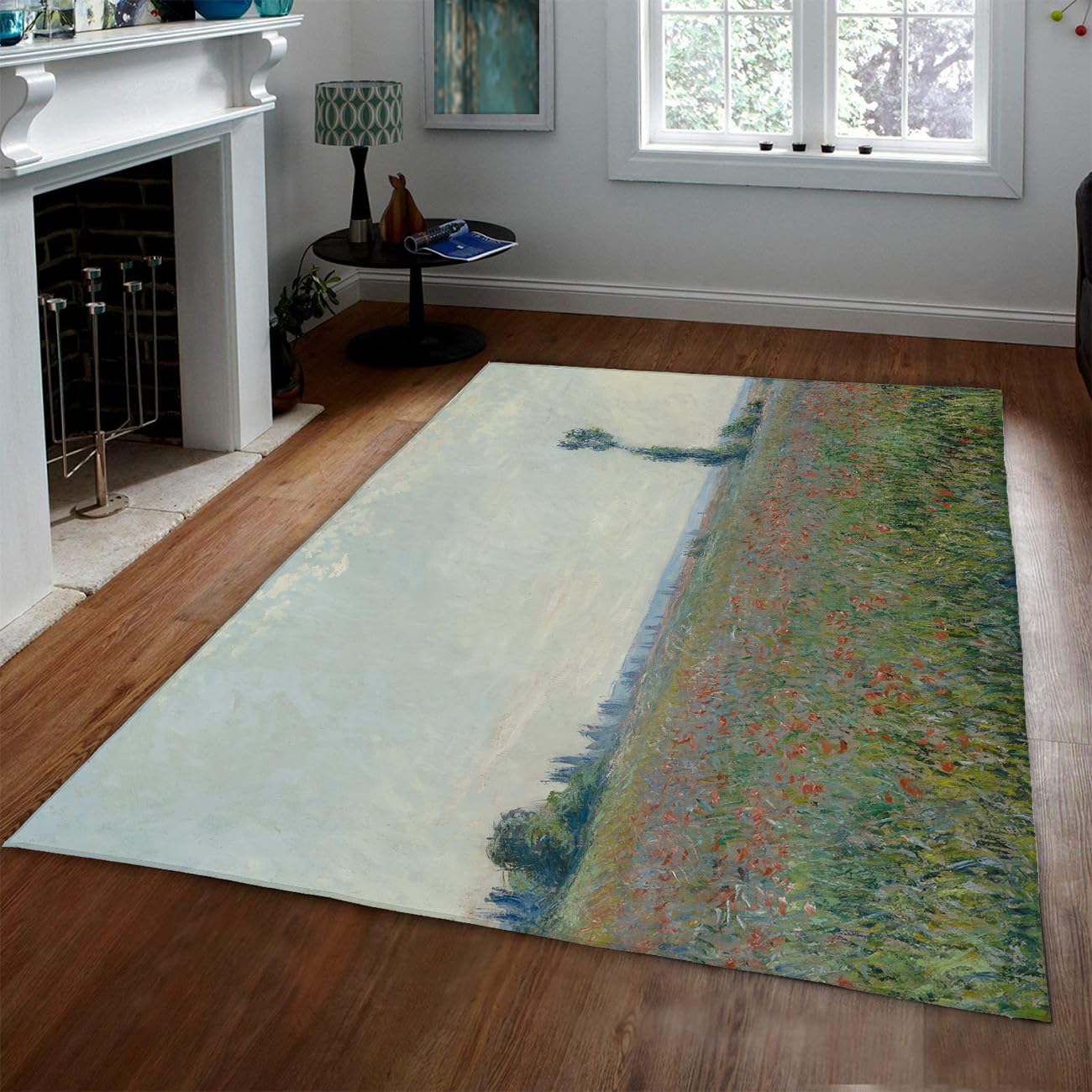 Tapis salon antidérapant poils bas 80x150cm grand tapis doux Monet