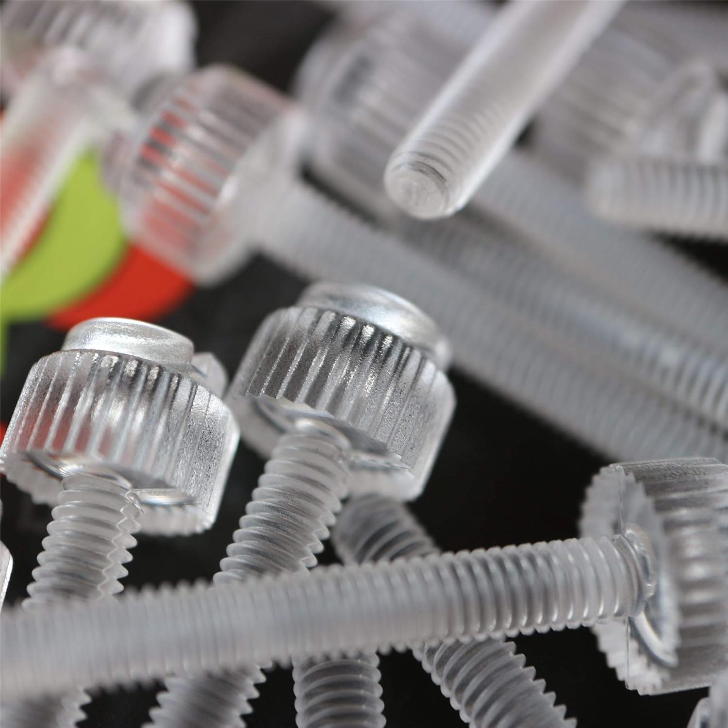 Pack of 60 Transparent Clear Plastic Acrylic Thumbscrews, slotted+knurled M5 x 30mm