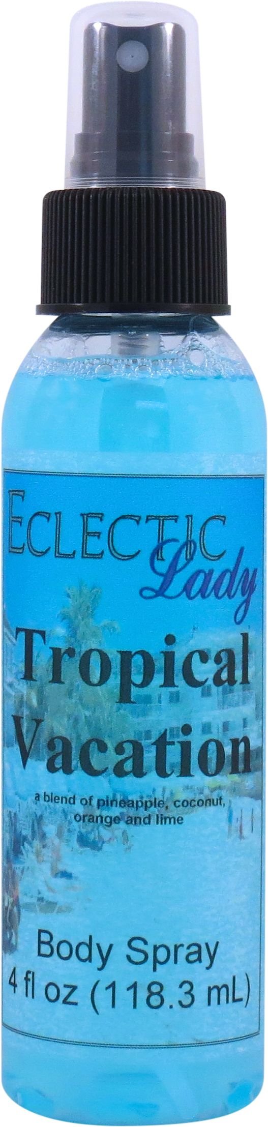 Eclectic Lady Tropical Vacation Body Spray, Double Strength, 4 ounces, Body Mist for Women with Clean, Light & Gentle Fragrance, Cologne with Soft, Subtle Aroma For Daily Use