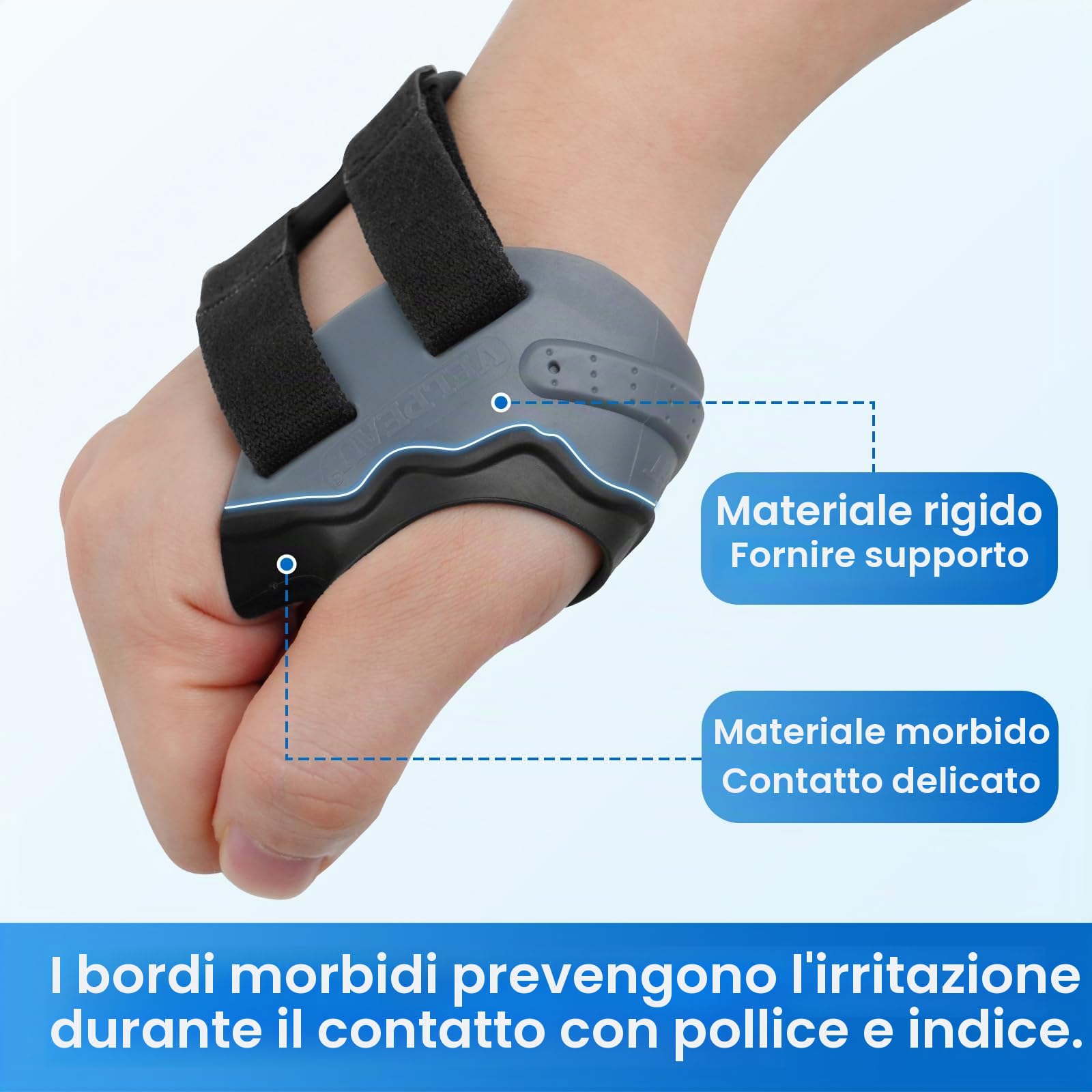 Velpeau CMC Tutore per pollice per artrosi, sollievo dal dolore articolare CMC, morbido e confortevole, stabilizza l'articolazione CMC senza limitare la funzione della mano (grigio-mano sinistra, S)