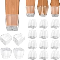 Vista 25 de BALEINE Paquete de 16 protectores de silicona para patas de silla, tapas protectoras de patas de taburete, tapas antideslizantes para patas de silla