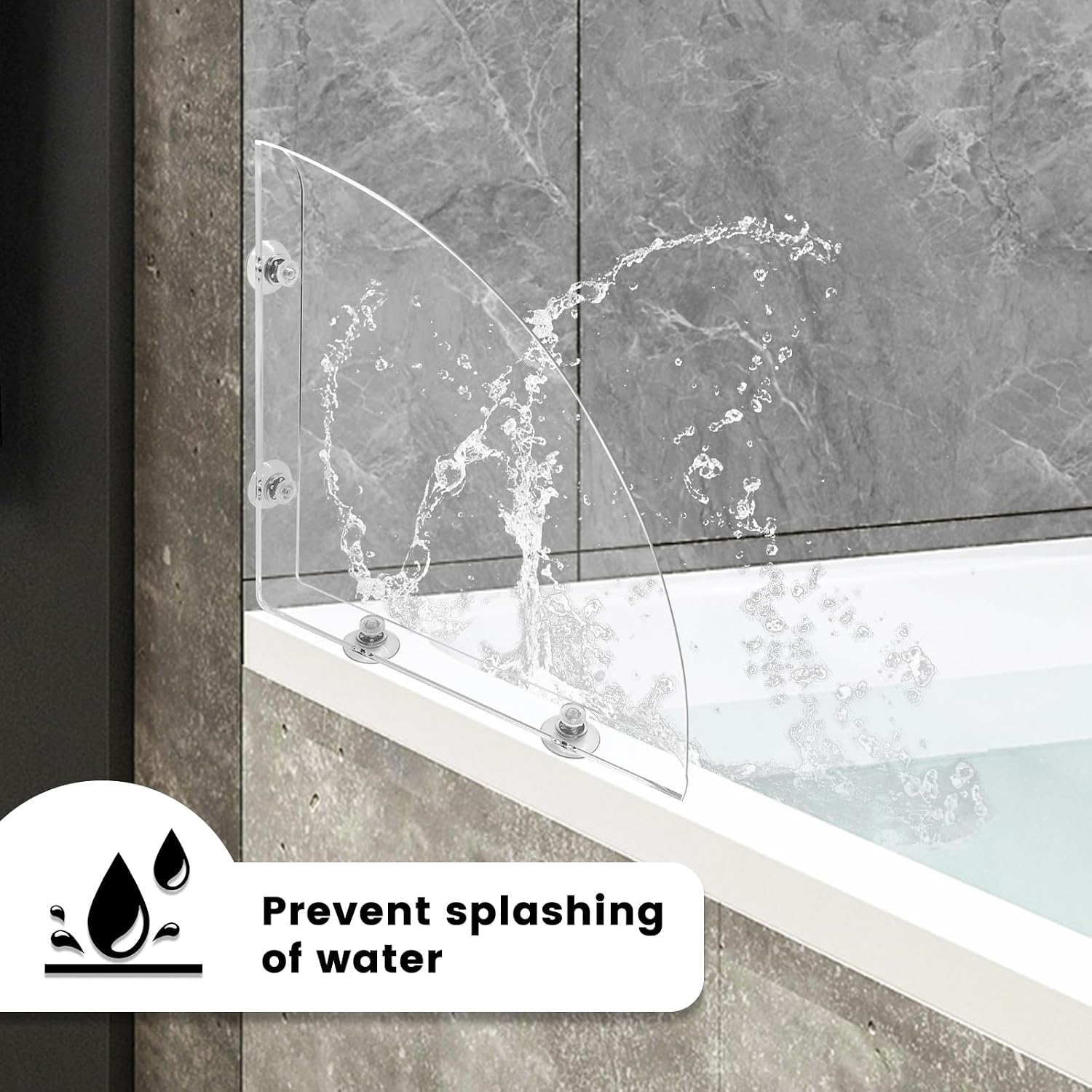 Daily Treasures 2Pcs Removable 10.6"x10.6" Large Shower Splash Guard with Silicone Sucker, Reusable Splash Guard for Shower, 3MM Thickened Bathtub Splash Guard,Detachable Bathtub Splash Guard for Tub