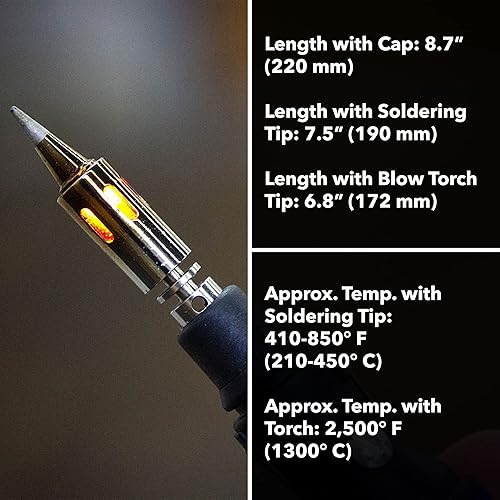 Miniatura 5 de Solder-It SolderPro-70 Kit de soldador (PRO-70K) | Con puntas y estuche | Encendedor de antorcha de butano 410F - 850F | Pistola de soldadura