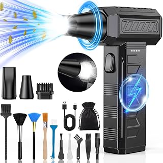 Souffleur Air Comprimé avec Lumière LED, 150000 TR/Min 3 Vitesses Souffleur avec Batterie 6000mAh, Mini Souffleur sans Fil Puissant Bombe Air Sec - Nettoyage PC, Voiture, Maison, Clavier, PC - Amazon product rated Grade A