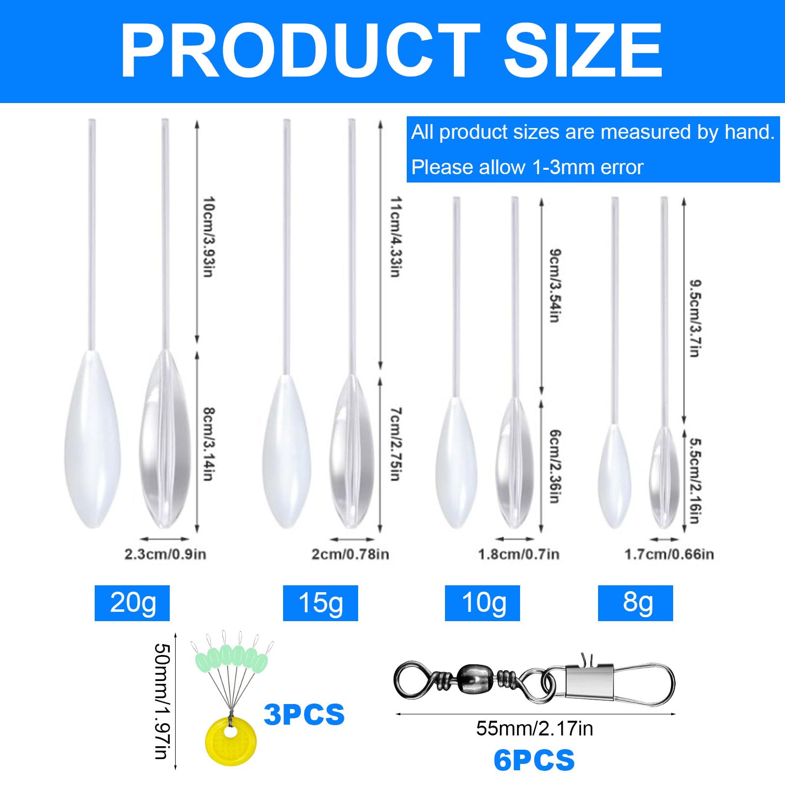 Kit Bombette Pêche Truite 17 Pièces : Flotteurs Lent, Spirolino & Sbirolino (8g à 20g) + Hameçons Triples Et Arrêts De Flotteur – Tout Pour Rivière, Lac Ou Étang