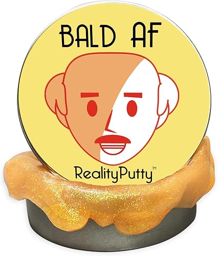 GearsOut Bald AF Reality Putty - Regalo de broma de hombre calvo para hombres, masa de estrés con purpurina naranja